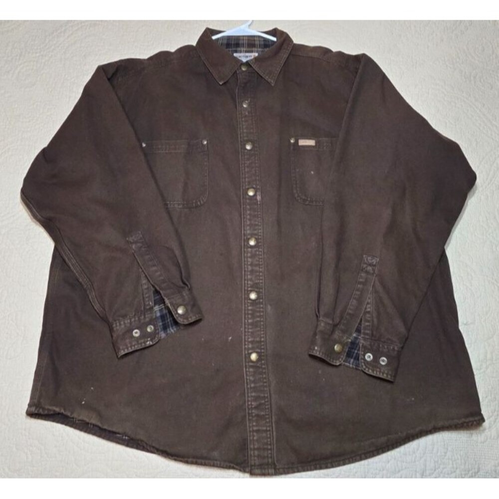 Mens Vintage Carhartt Flannel Lined XL Work Shirt Jacket Shacket S296 DKB -READ